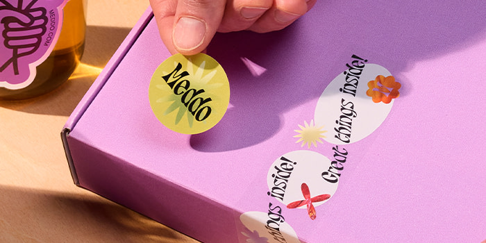 Purple box with Custom Stickers
