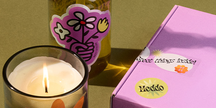 Purple Die Cut Stickers on Branded merchandise.