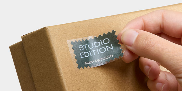 Clear Sticker on box.