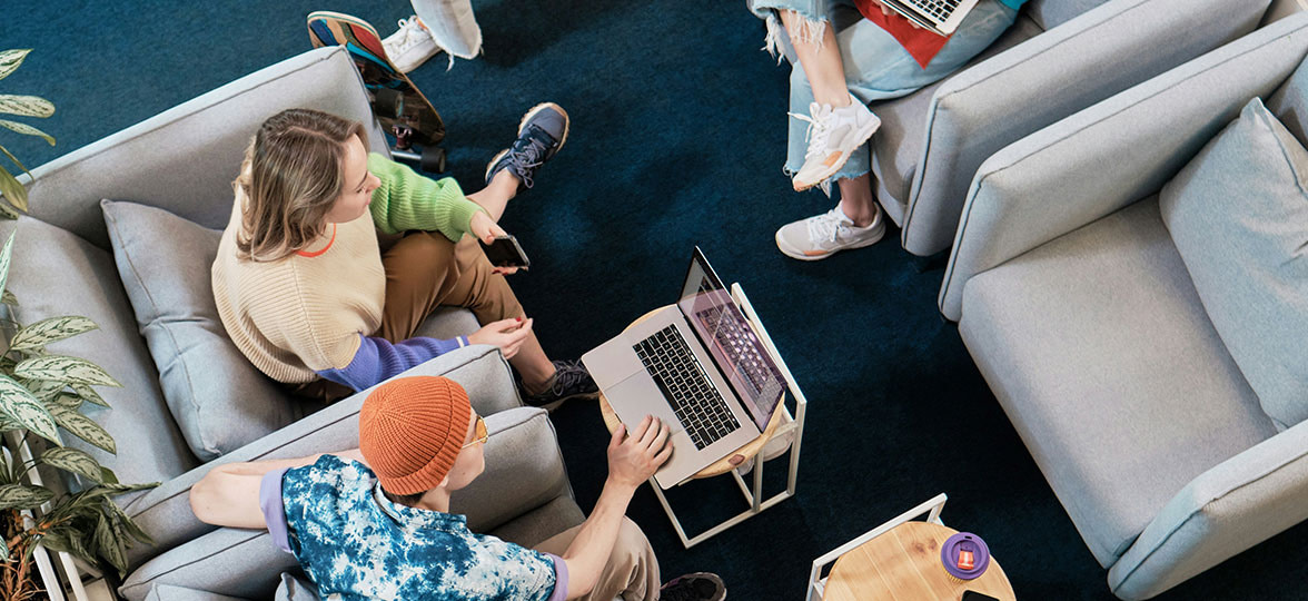 A team collaborating in an office