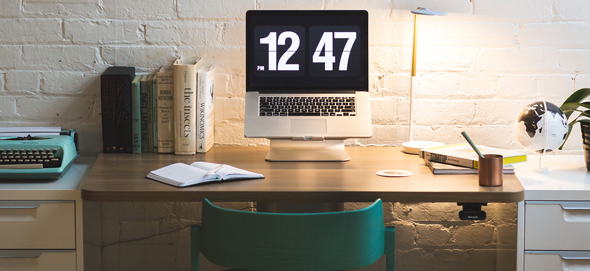 desk with laptop