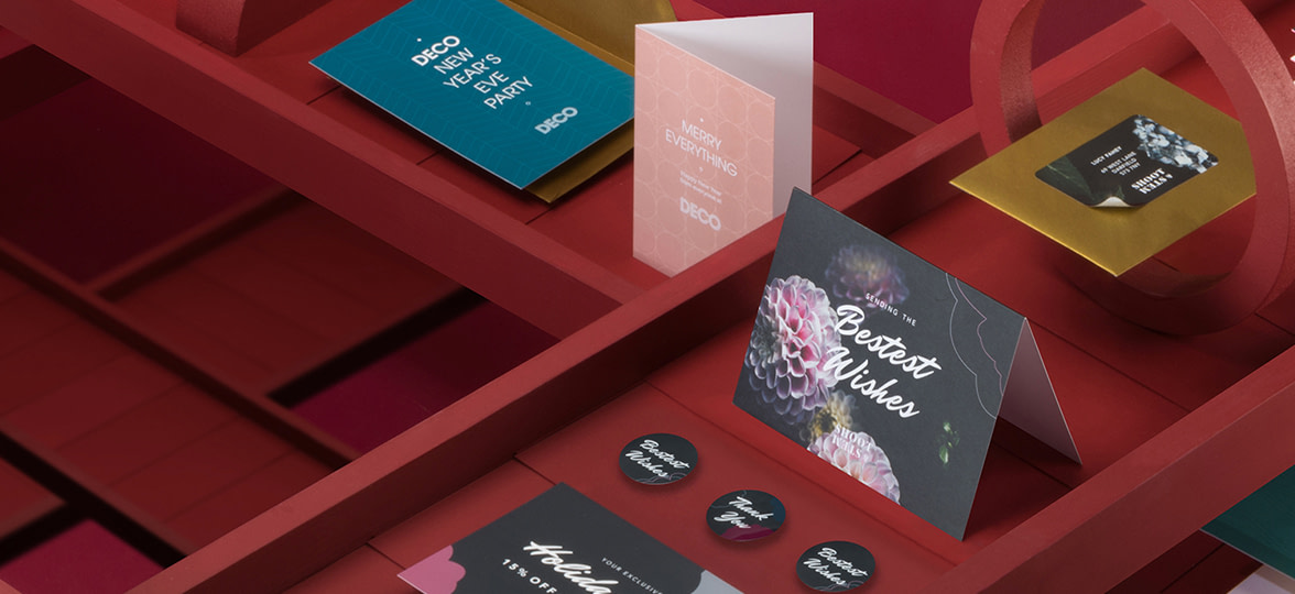 Greeting cards and stickers for customers
