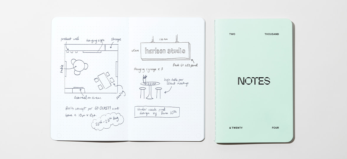 Dotted Journal with writing inside.