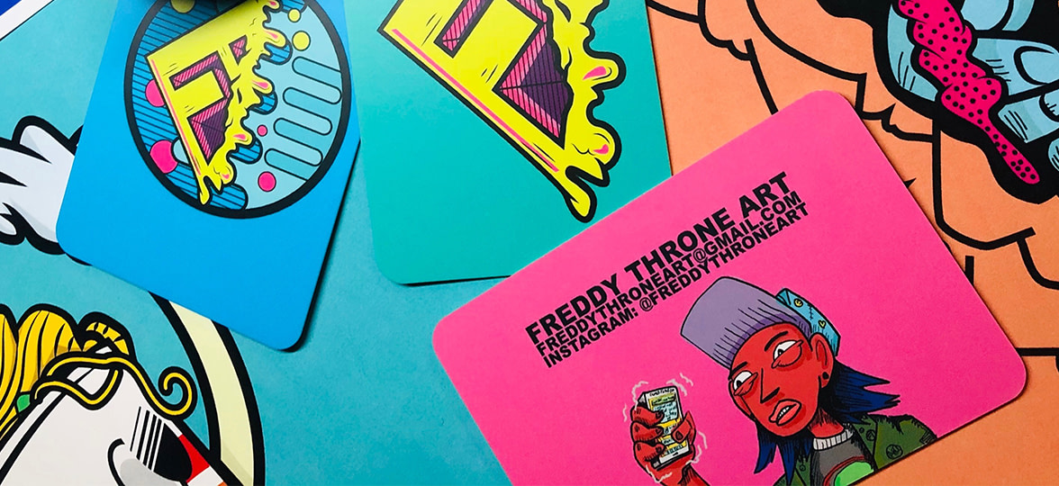 Freddy Throne pop art business cards