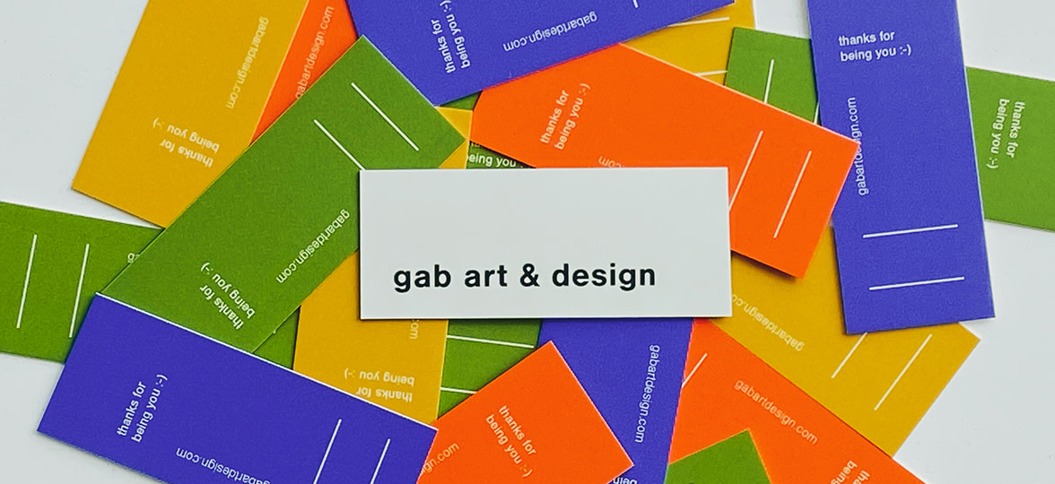 Printfinity MiniCards by gab art & design in a pile, showing several different colors.