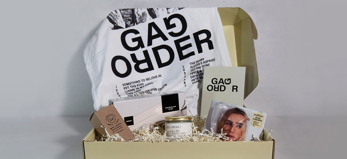 Kesha's press box for her album launch featuring a wide range of products.