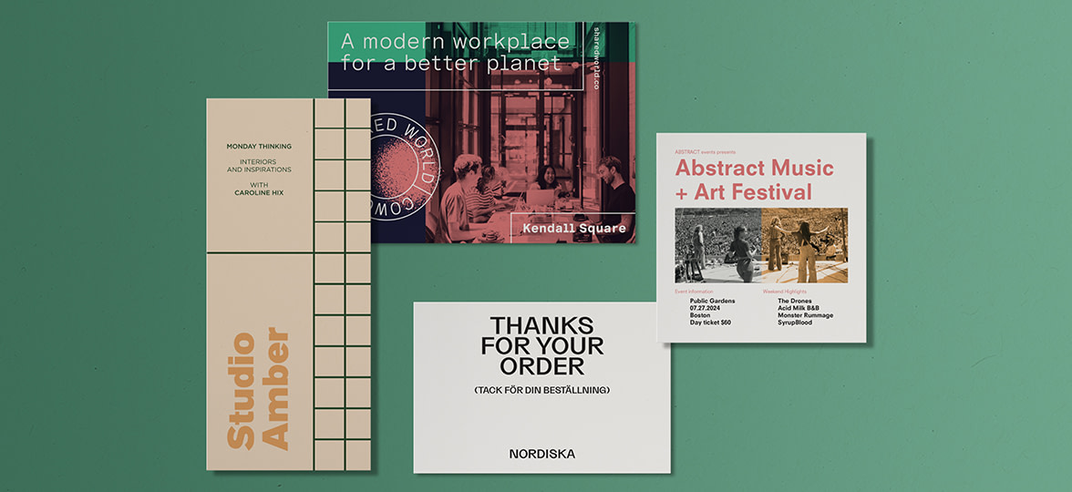 A variety of MOO eco-friendly printed paper products.