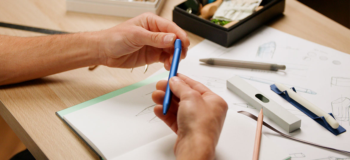 Felix holding Pen prototype.