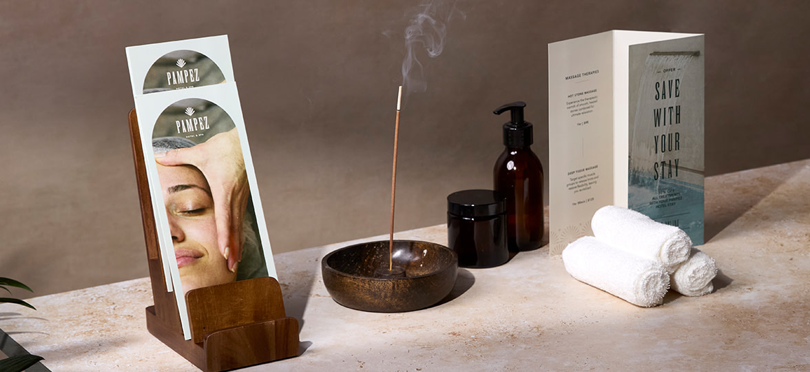 Brochures in a spa setting