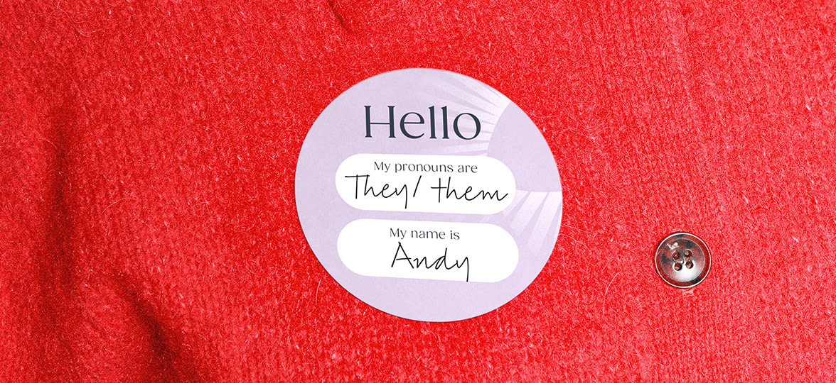 Sticker as name badge for inclusive event.