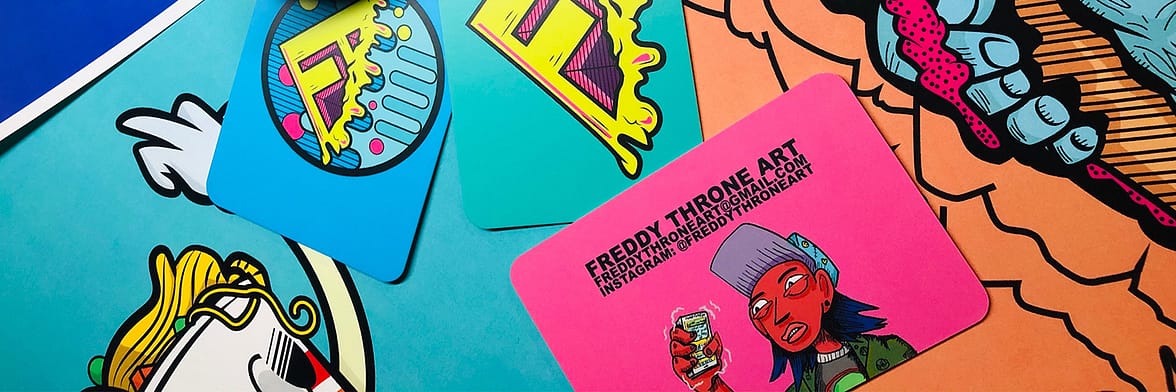 Freddy Throne pop art business cards