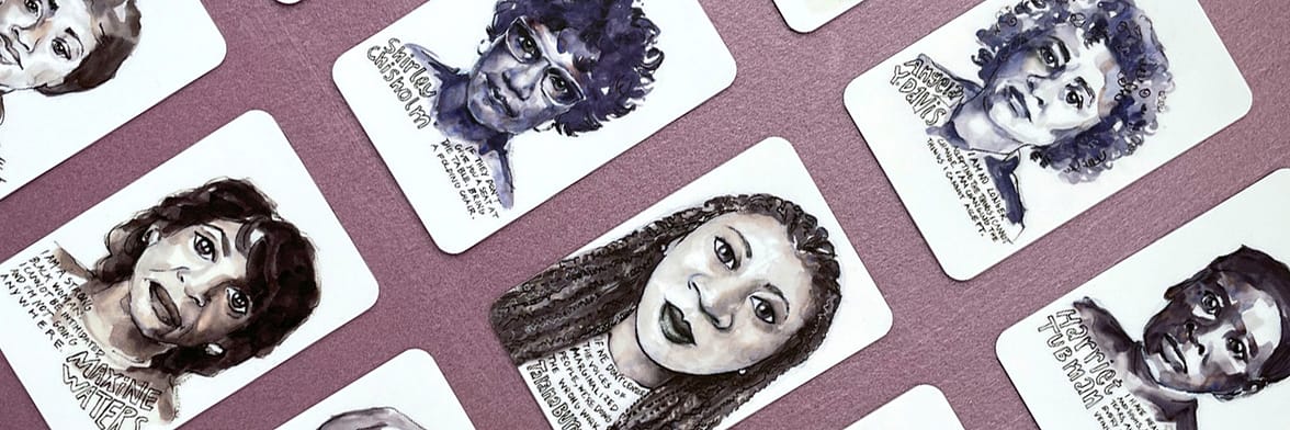 Phenomenal Black Women cards with watercolor portraits of historical Black women by Lydia Makepeace