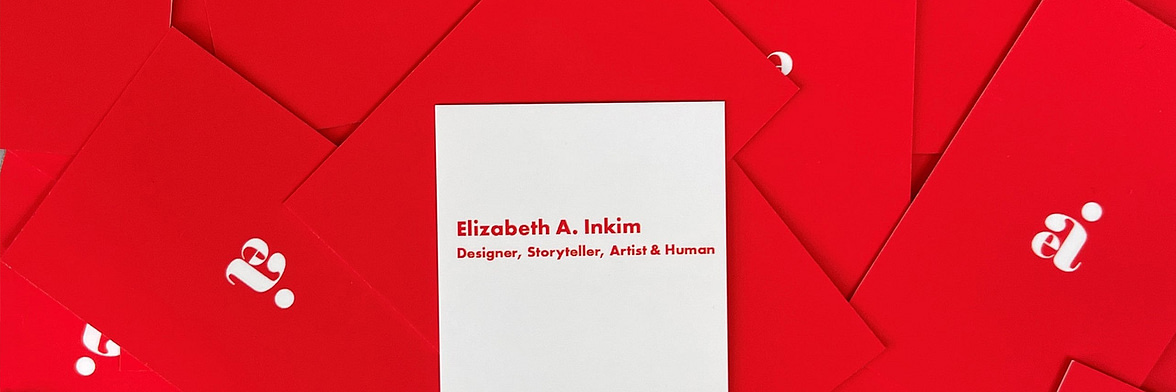 Elizabeth Inkim's red designer business cards