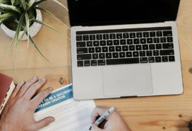 laptop, books and accessories