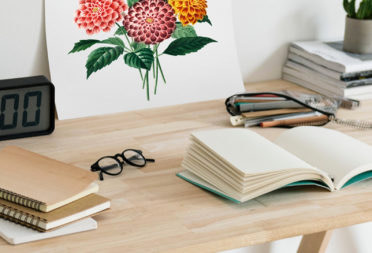 Desk with notebook