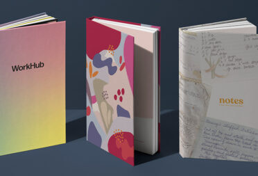 Three Notebook cover design ideas for different brands