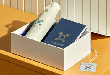 Branded corporate gifts in box.