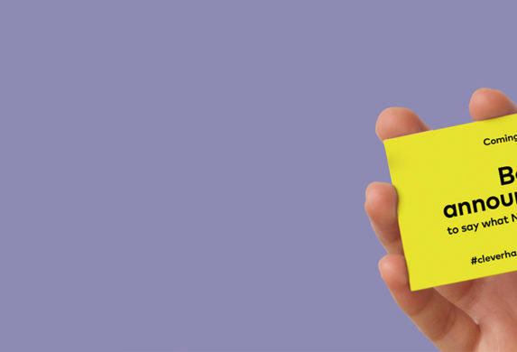 Product launch announcement on business card