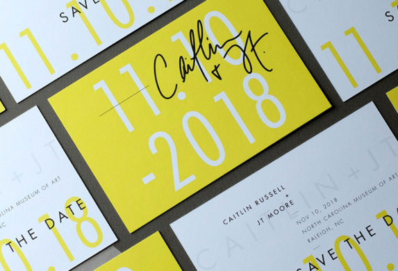 Hand lettering on save the date card