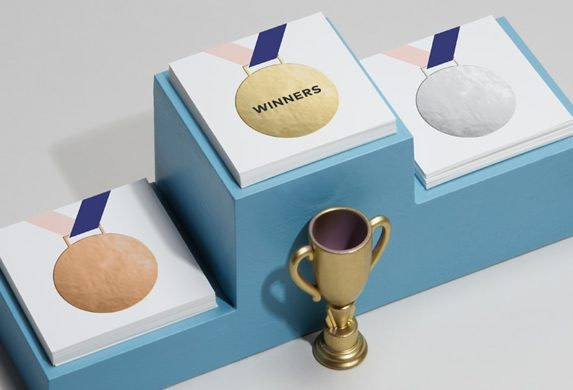 Podium with trophy