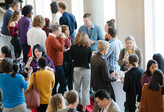 A group of people at a launch event