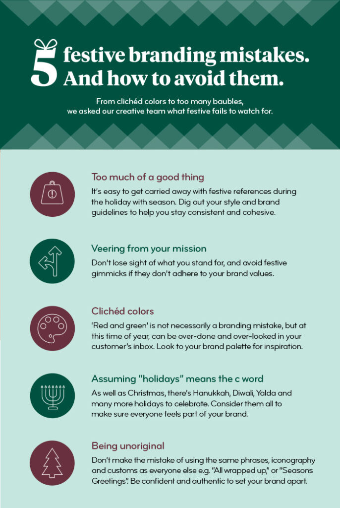 A infographic to show 5 festive branding mistakes and how to avoid them this season
