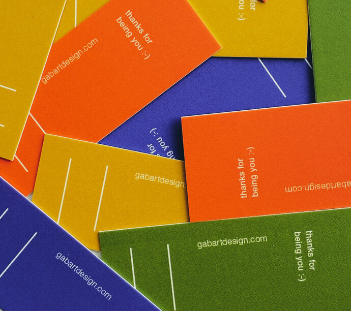 Printfinity MiniCards by gab art & design in a pile, showing several different colors.