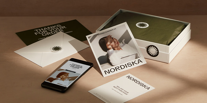 Nordiska branded products on table.