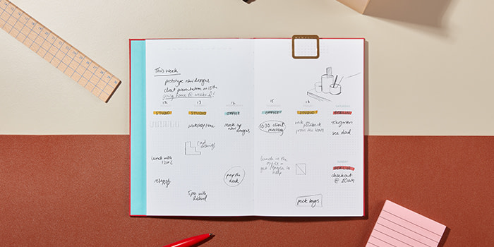 Weekly planner with color coded notes