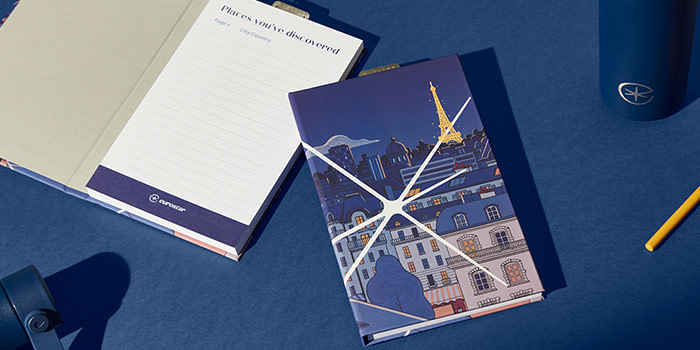 Eurostar's new branding on MOO custom branded merchandise.