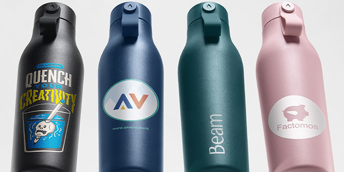 MOO Water Bottles customized.