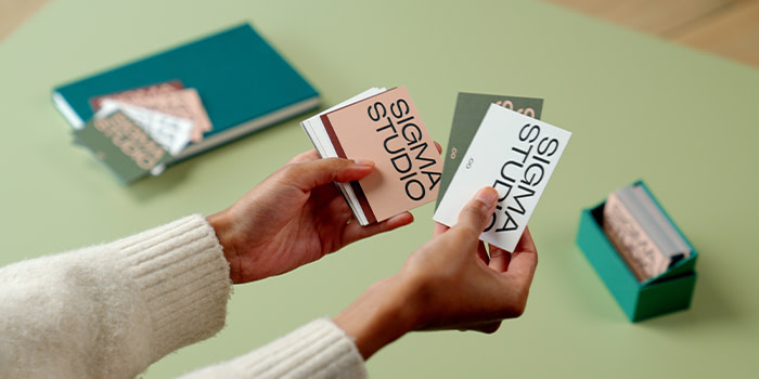 Business Cards and Display Boxes.