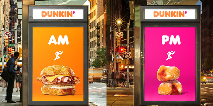 Dunkin' ads on the street.