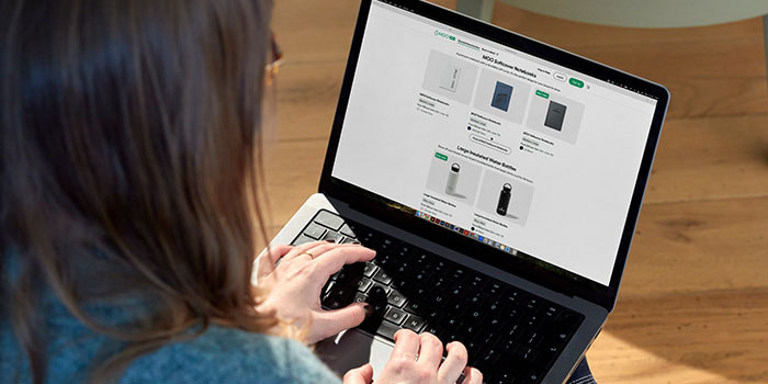 Employee working on laptop