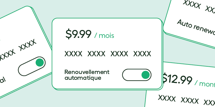 Auto renewal graphic on credit card.