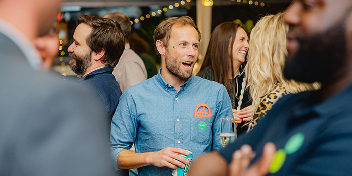 Employee at office party.