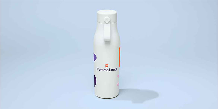 Femme Lead's custom MOO Water Bottle.