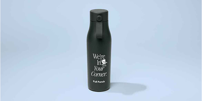 Full Punch's custom MOO Water Bottle.