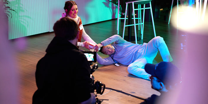 Scene being filmed.