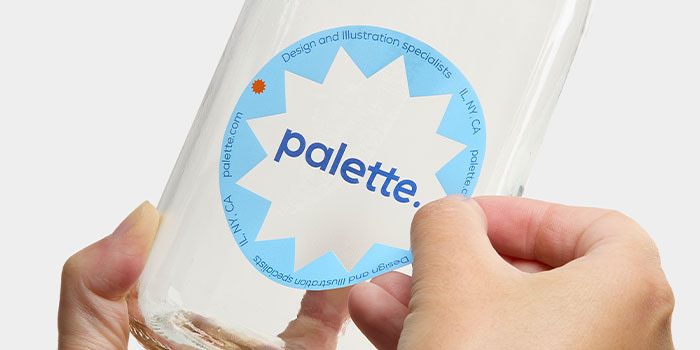 Clear Sticker on glass bottle.