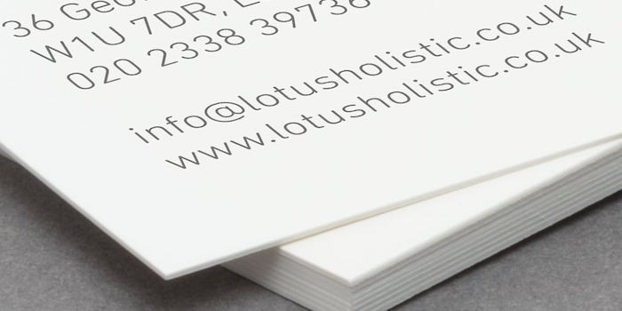 Closeup of original paper business cards