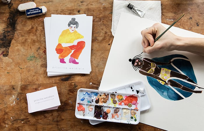 Watercolors of women by Priscilla Weidlein