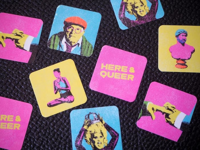 Colorful mini stickers with portraits and slogans by Chris Printed This