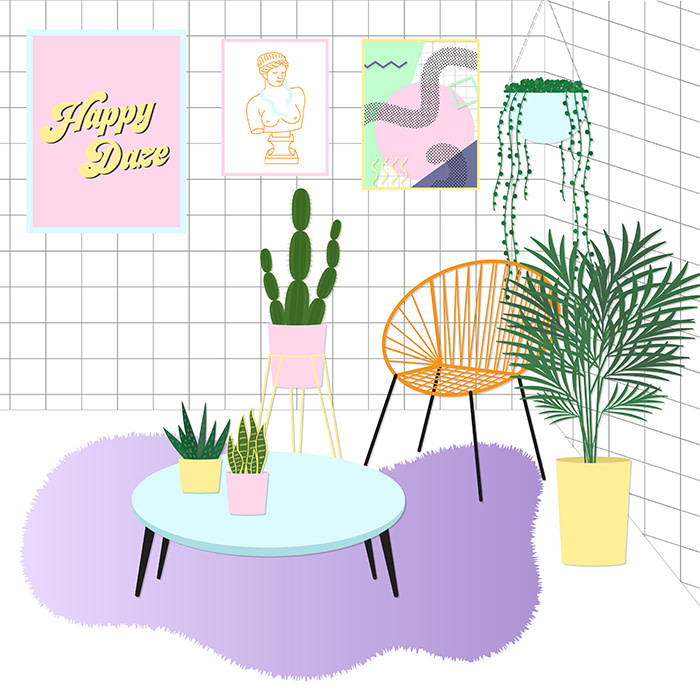 Dozy Rose living room illustration