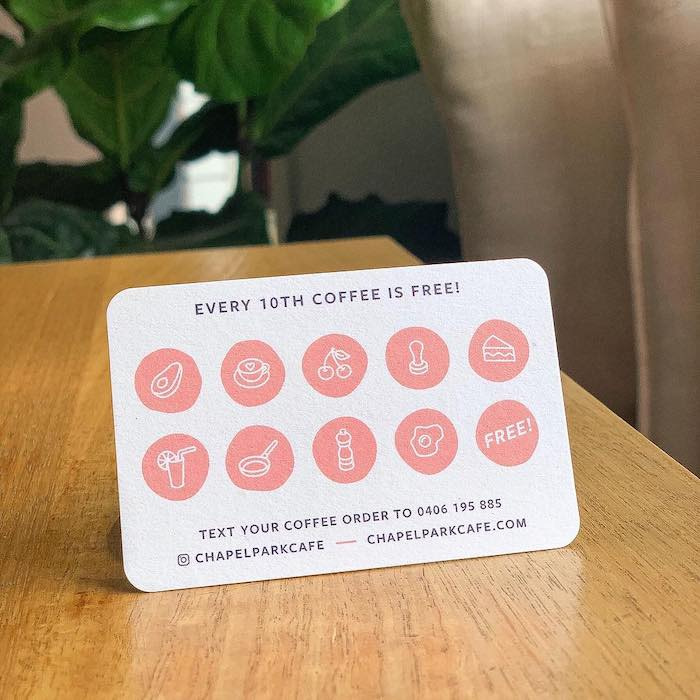Rhianna B Dunn loyalty card design for Chapel Café