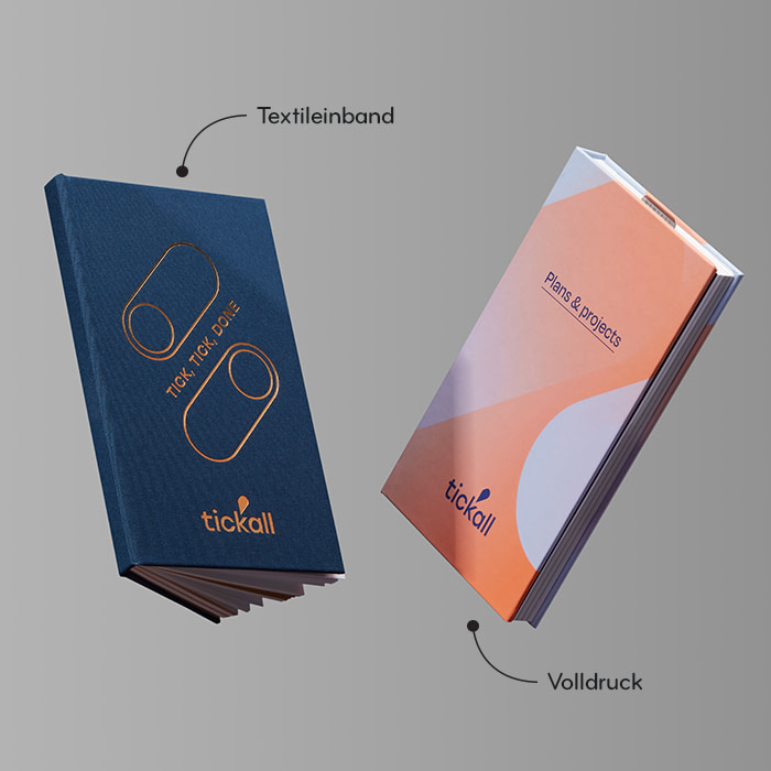 Two planners showing the Full Print and Cloth options.