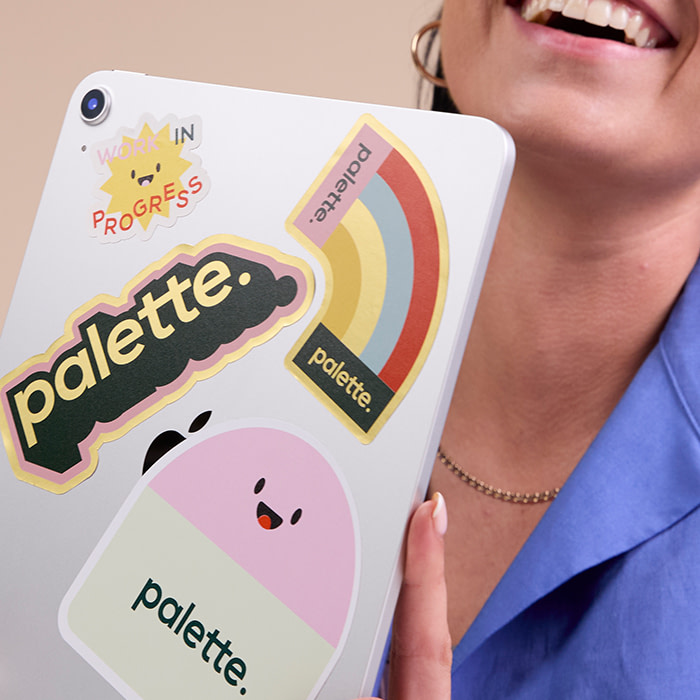 Die cut stickers on ipad.