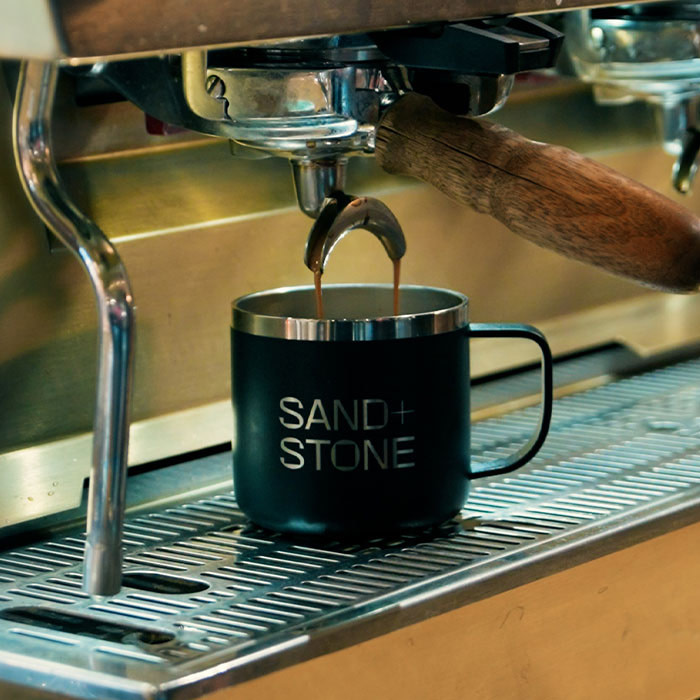 Coffee being poured into MOO Mug.