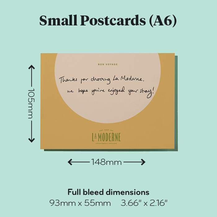 Small Postcards with measurements.