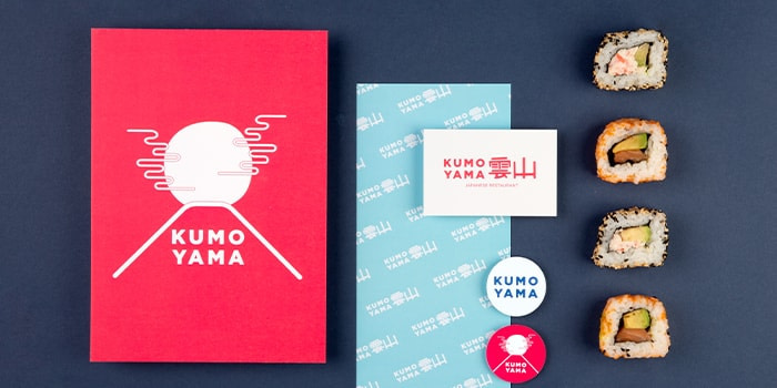 Sushi, menu, stickers and business cards for a sushi restaurant